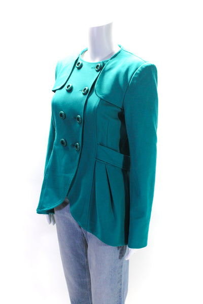 Nanette Lepore Womens Green Double Breasted Long Sleeve Coat Size S