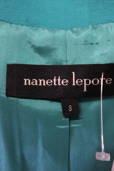 Nanette Lepore Womens Green Double Breasted Long Sleeve Coat Size S