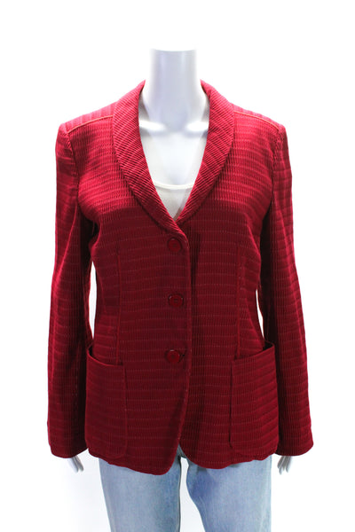 Armani Collezioni Womens Red Textured Cotton Three Button Blazer Size 8/44