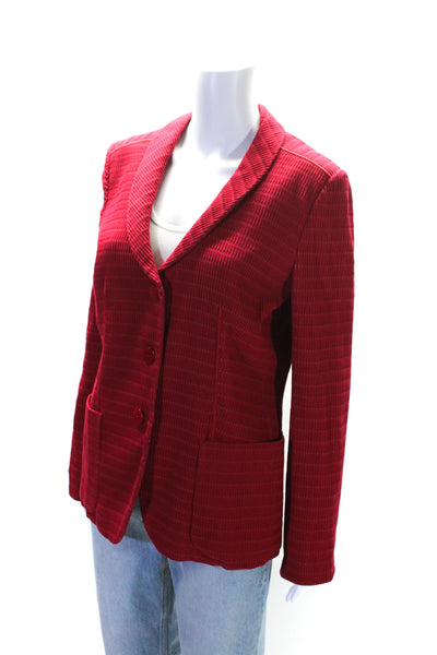 Armani Collezioni Womens Red Textured Cotton Three Button Blazer Size 8/44