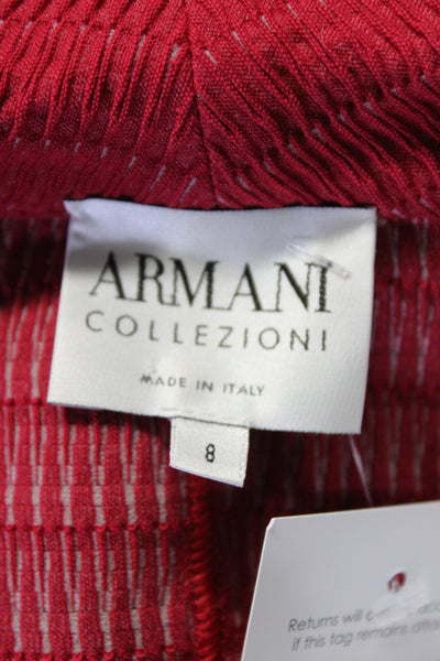 Armani Collezioni Womens Red Textured Cotton Three Button Blazer Size 8/44