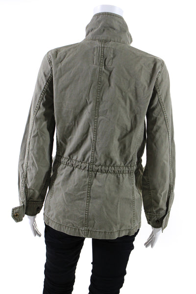 Madewell Womens Cotton Full Zip Drawstring Military Jacket Green Size S