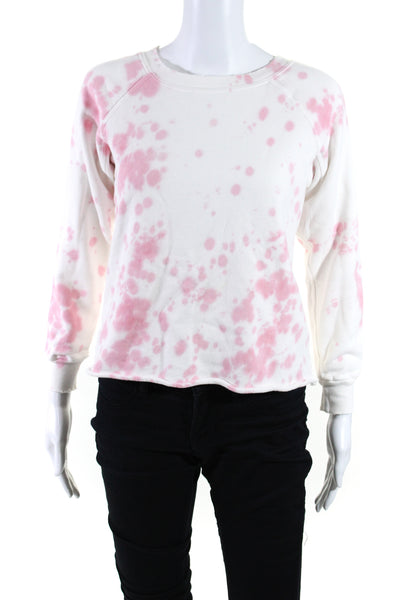 NSF Womens Cotton Tie Dye Print Long Sleeve Round Neck Sweatshirt Pink Size P