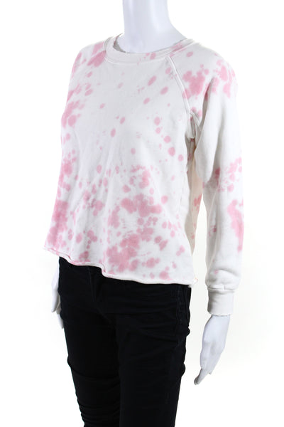 NSF Womens Cotton Tie Dye Print Long Sleeve Round Neck Sweatshirt Pink Size P