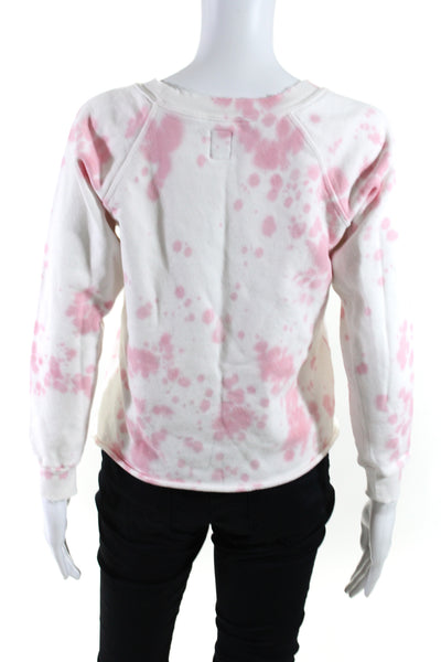 NSF Womens Cotton Tie Dye Print Long Sleeve Round Neck Sweatshirt Pink Size P