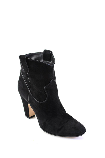 Gianvito Rossi Womens Suede Pull On Round Toe Ankle Boots Black Size 36.5 6.5