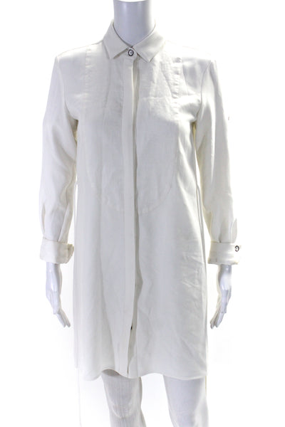 Rag & Bone Women's Collared Long Sleeves Button Down Mini Dress Cream Size 00