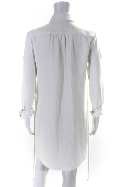 Rag & Bone Women's Collared Long Sleeves Button Down Mini Dress Cream Size 00