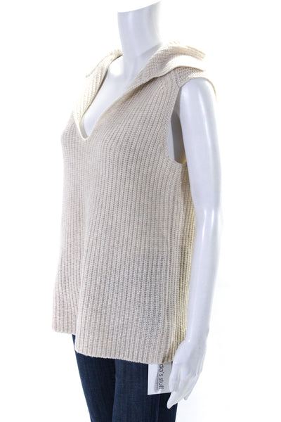 Vince Womens Crew Neck Sleeveless Shell Sweater White Wool Blend Size Small