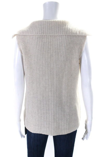 Vince Womens Crew Neck Sleeveless Shell Sweater White Wool Blend Size Small