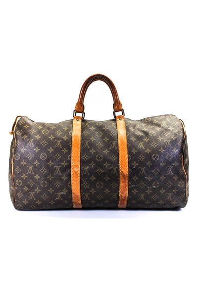 Louis Vuitton Womens Keepall Bandouliere Monogram 50 Duffel Handbag Brown