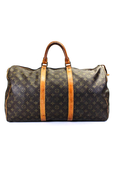 Louis Vuitton Womens Keepall Bandouliere Monogram 50 Duffel Handbag Brown