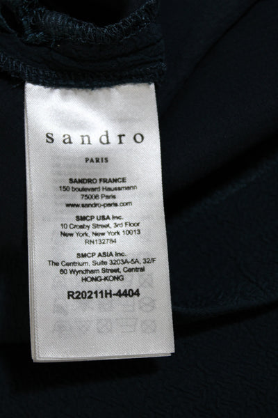 Sandro Womens Long Sleeve Faux Pearl Mini Shift Dress Blue Size FR 38