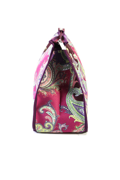 Etro Canvas Paisley Print Top Zip Travel Pouch Bag Multicolor