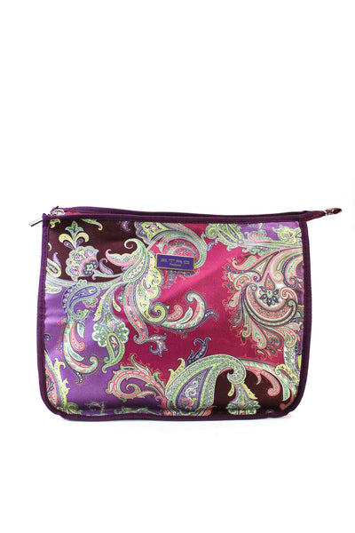 Etro Canvas Paisley Print Top Zip Travel Pouch Bag Multicolor