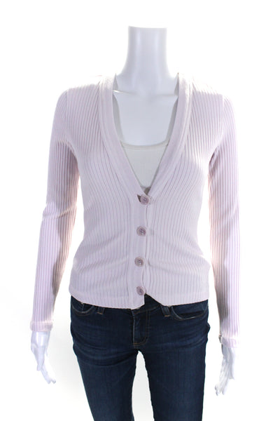 Citizens of Humanity Womens Long Sleeve V-Neck Button Down Cardigan Pink Size XS