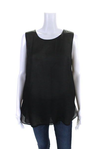 Vince Womens Layered Keyhole Back Curved Hem Sleeveless Blouse Black Size M