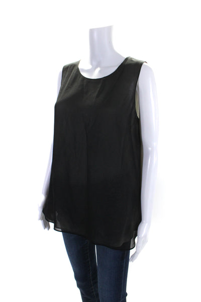 Vince Womens Layered Keyhole Back Curved Hem Sleeveless Blouse Black Size M