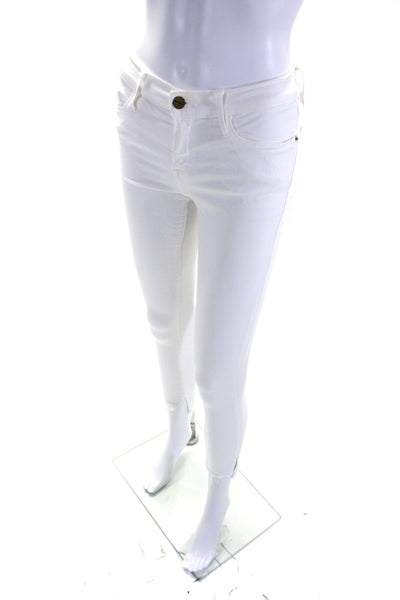 Frame Denim Womens High Rise Raw Hem Skinny Jeans White Size 27