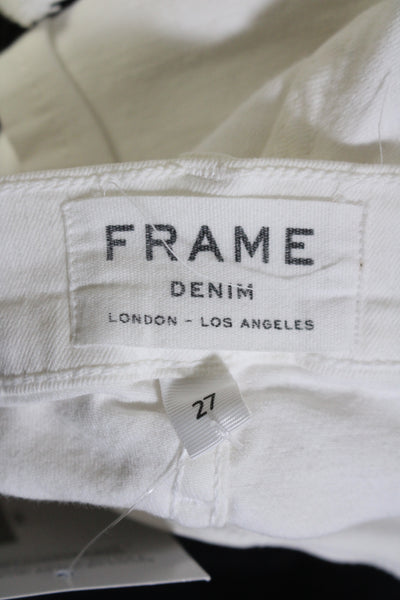 Frame Denim Womens High Rise Raw Hem Skinny Jeans White Size 27