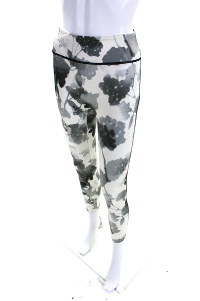 Fendi Womens Floral Print High Rise Pull On Leggings White Black Size 4