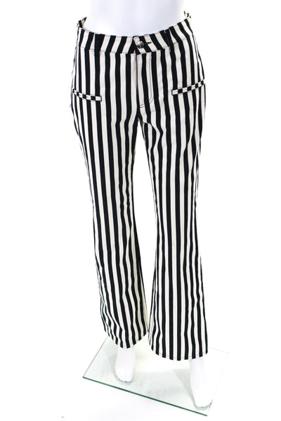 Altuzarra Womens Striped High Rise Wide Leg Pants Black White Cotton Size EUR 34