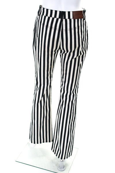 Altuzarra Womens Striped High Rise Wide Leg Pants Black White Cotton Size EUR 34