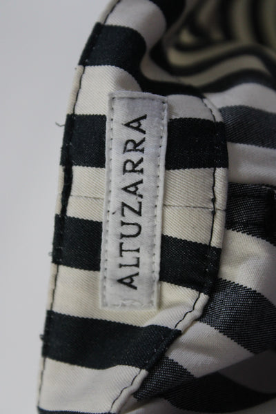 Altuzarra Womens Striped High Rise Wide Leg Pants Black White Cotton Size EUR 34