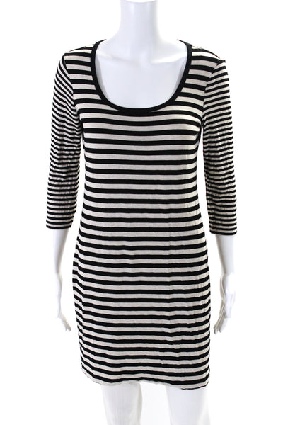 Calvin Klein Womens Striped Long Sleeves Shirt Dress Gray Black Size Small