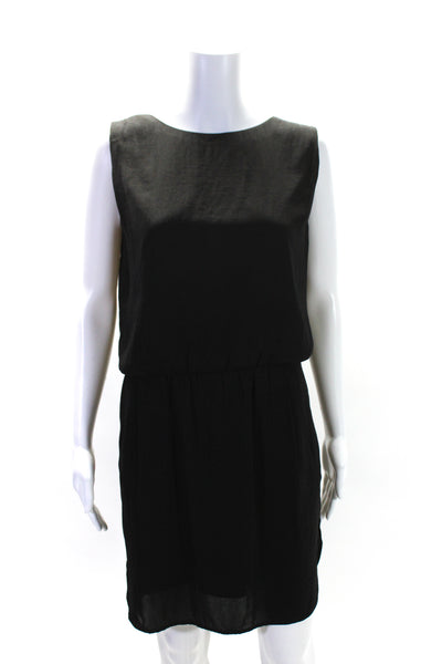 Oak + Fort Womens Solid Black Scoop Neck Open Back Sleeveless Shift Dress Size S