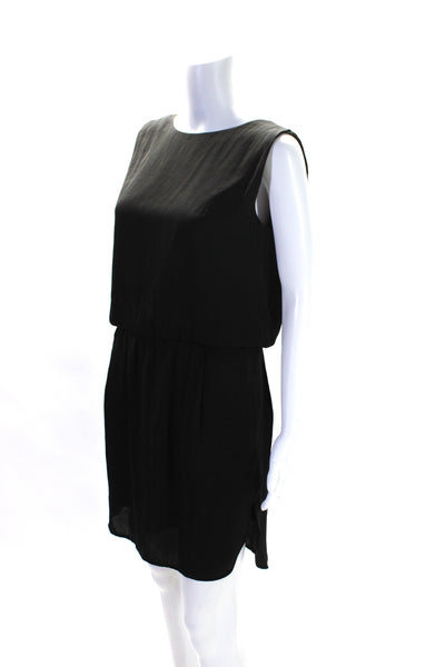 Oak + Fort Womens Solid Black Scoop Neck Open Back Sleeveless Shift Dress Size S