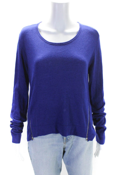 Townsen Womens Ultramarine Scoop Neck Sides Zip Detail Sweater Top Size M