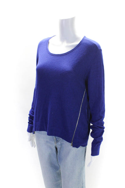 Townsen Womens Ultramarine Scoop Neck Sides Zip Detail Sweater Top Size M