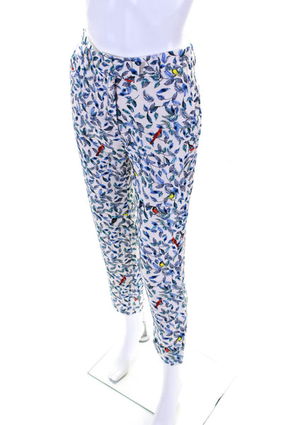 Paul & Joe Sister Womens High Waist Feather Print Tapered Pants Blue Size 36