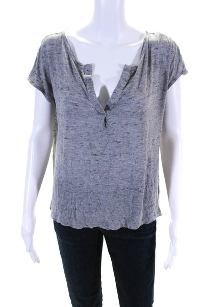 Marc By Marc Jacobs Womens Jersey Knit Spotted Print V-Neck Shirt Gray Size L