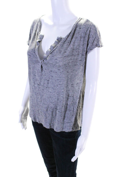 Marc By Marc Jacobs Womens Jersey Knit Spotted Print V-Neck Shirt Gray Size L