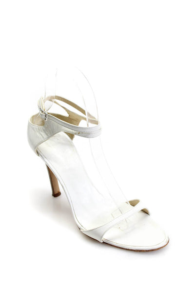 Barneys New York Womens Ankle Strap Stiletto Sandals White Leather Size 36 6