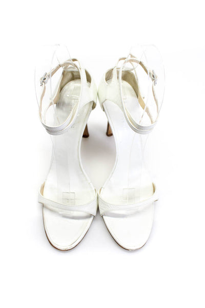 Barneys New York Womens Ankle Strap Stiletto Sandals White Leather Size 36 6