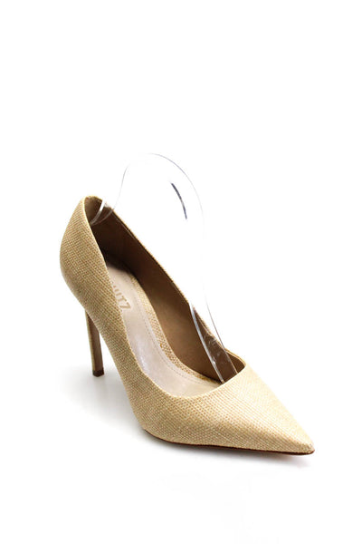 Schutz Womens Woven Straw Slip On Pointed Toe Stiletto Pumps Natural Size 7