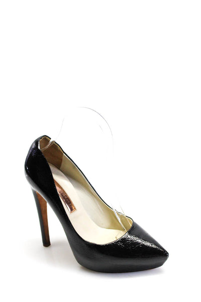 Rupert Sanderson Womens Point Toe Slip On Stiletto Pumps Black Patent Size 37 7