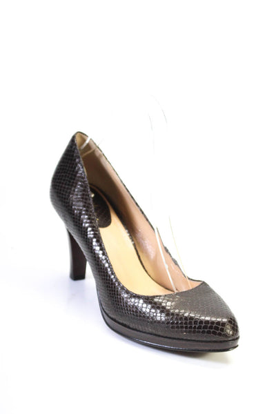 Cole Haan Womens Leather Snakeskin Print Slide On Pumps Dark Brown Size 7 B