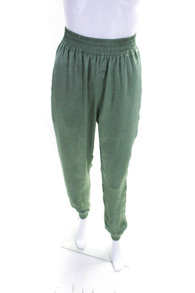 JC Obando Womens Tied Collared Long Sleeve Blouse Pants Set Green Size 4 2