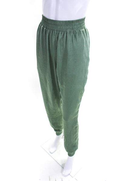 JC Obando Womens Tied Collared Long Sleeve Blouse Pants Set Green Size 4 2