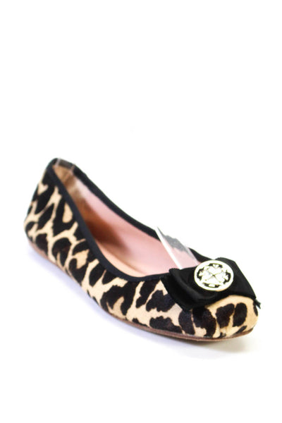 Kate Spade New York Womens Animal Print Ballet Flats Beige Black Size 6.5 Medium