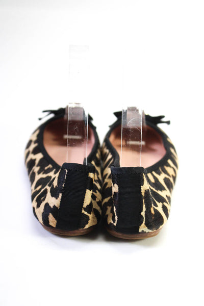 Kate Spade New York Womens Animal Print Ballet Flats Beige Black Size 6.5 Medium