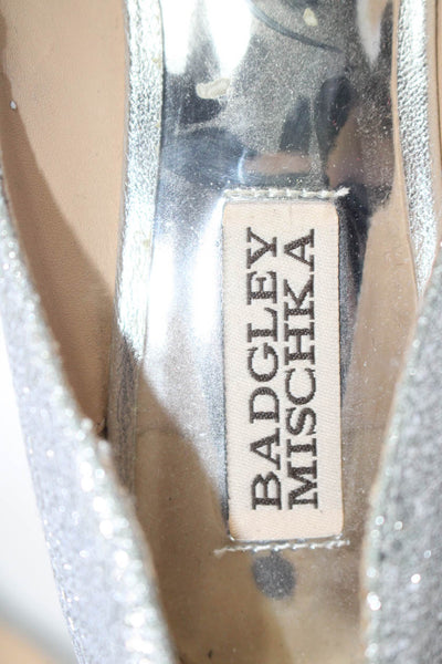 Badgley Mischka Womens Peep Toe Slide On Wedge Pumps Silver Metallic Size 6