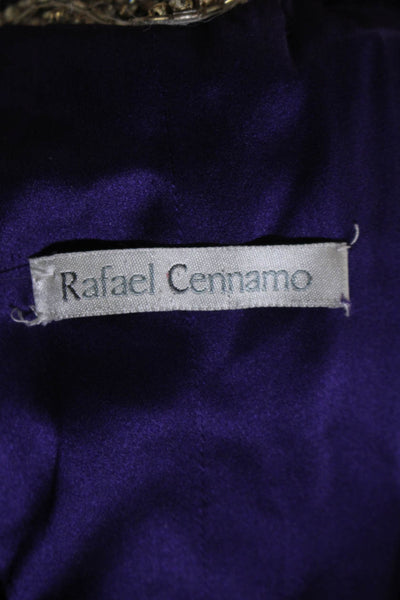 Rafael Cennamo Womens Silk Crystal Detail Pleated 1 Shoulder Dress Purple Size M