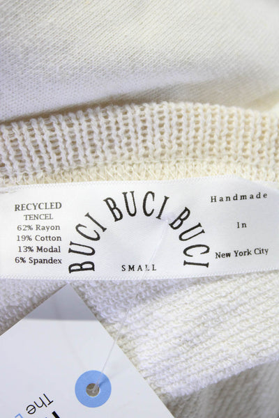 Buci Buci Buci Womens Mixed Knit Crew Neck Pullover Sweatshirt Ecru Size Small