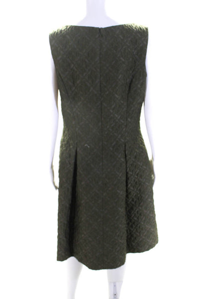 Lela Rose Womens Green Wool Textured Crew Neck Sleeveless Shift Dress Size 14