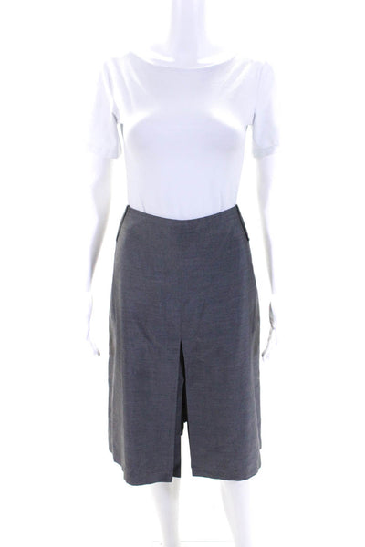 Lida Baday Womens Gray Cotton Slit Front Knee Length A-Line Skirt Size 14